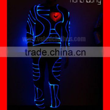 Unique DMX512 Controlled full color changing Fiber optic tron dance costume 2016 Hot