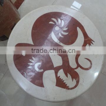 monkey picture polished round water jet marble