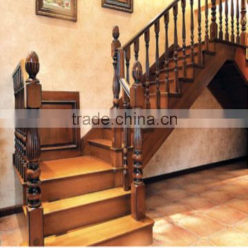 Antique Straight Stairs With Decorative Wooden Handrail