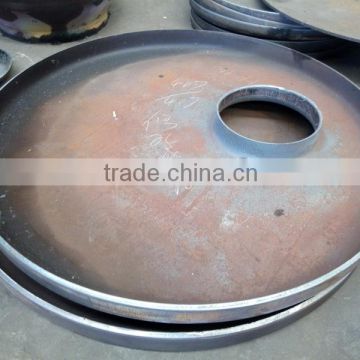 pressed flat pipe end cap with drilling hole