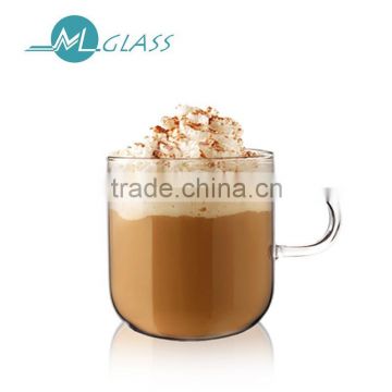 Hot sale 350ml glass coffee cup with handle N6316