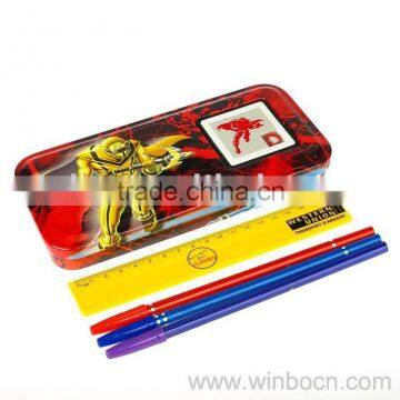 Two layers cartoon school students pencil case