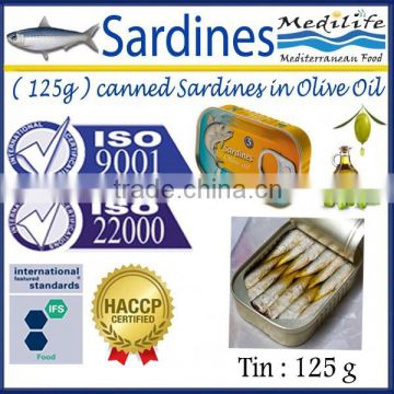 125 g Canned Sardines in Olive Oil,High Quality canned Sardines,Sardines in cans,Olive Oil 125g