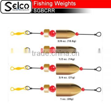 Brass fishing weights with beads, 1/8oz. 3/16oz. 1/4oz. 5/16oz. 3/8oz. 1/2oz. 3/4oz. 1oz.