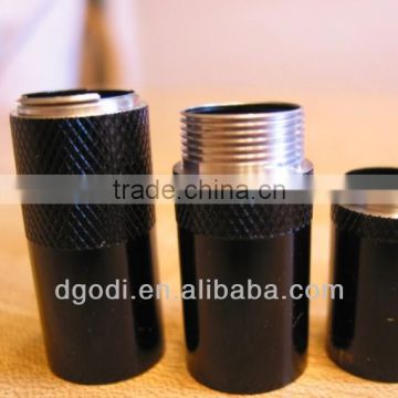 aluminum threaded knurled tube, black anodized aluminum tubing