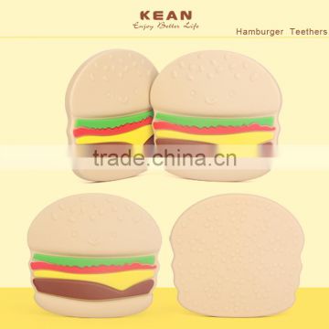 Wholesale custom funny bpa free silicone hamburger teething toy