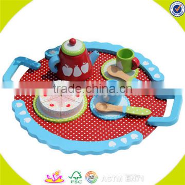 Wholesale high quality kids wooden tea toy popular pretend baby wooden tea set toy bring fun W10B051