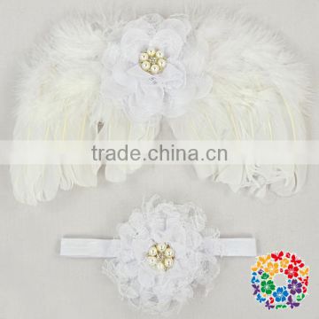 Fancy Solid Pure White Color Baby Girls Feather Angel Wings Wholesale Kids Angel Wings For Sale Party Feather Wing Decoration