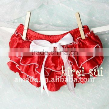 NEW YEAR Baby Girls Red White Satin Ruffles Panties Bloomer Underwear- BS27