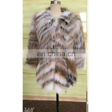 Natural color luxury real knitted fur coat with short style for women
