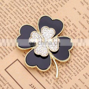 Customized Black Soft Enamel Pins Lapel gold Four Leaf Clover Lapel Pins