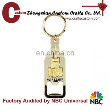 Gold plated bottle shape opener keychain