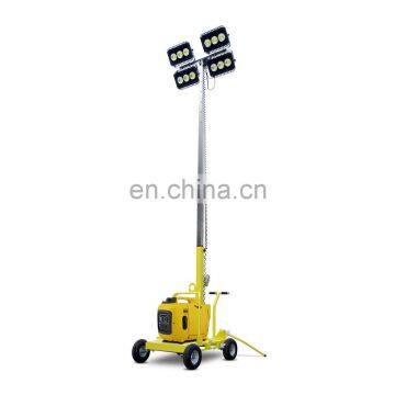 High mast 4*150W 4*1000W led portable mobile generator light tower with rain proof