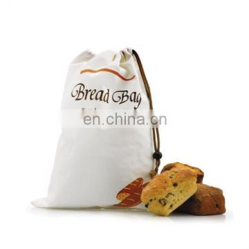 High end cotton fabric reusable bread bag with drawstring