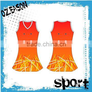customized 100% polyester ladies/girls sublimation printed breathable netball uniforms