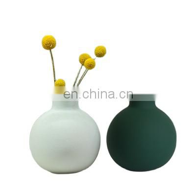 Morandi Matt Color Nordic Round Design Model Home Room Flowers Decorative Ornament Ceramic Vase