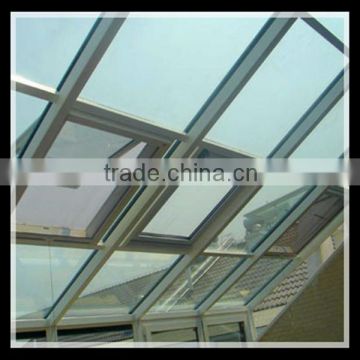 Tempered glass skylight with operable windows