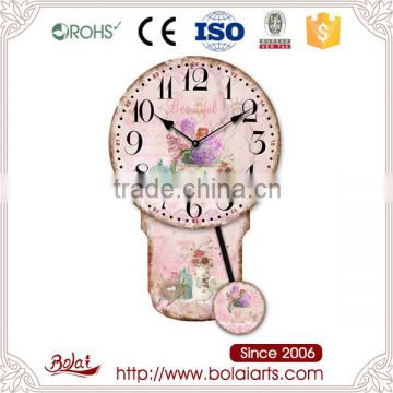 Beautiful pink purple flowers and blue bell mdf oversized wall clocks for sale