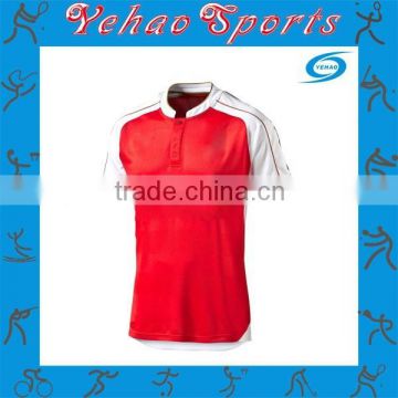red white soccer jersey with a button