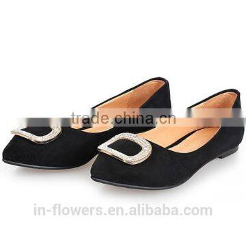 Black suede Leather Wholesale woman flat shoes 2015