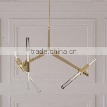 Brass Chandelier - 6 Light LED Chandelier with rotating LED bulbs