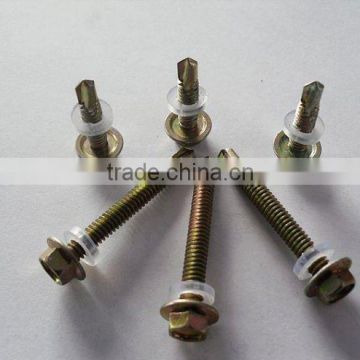 Hex flange head self drilling screw with EPDM washer