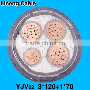 Lineng YJV22 3*120+1*70 Low Voltage 3+1 Core Armoured Copper Electrical Power Cable