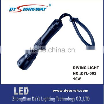 super bright,backup diving light,XML LED,10W,1000LM,2*18650 LIION RECHARGEABLE BATTERY,100METERS WATERPROOFDY-D02