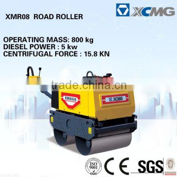 XCMG mini vibratory road roller XMR08 mini road roller compactor (Operating mass:800kg, Diesel Power:5kw)