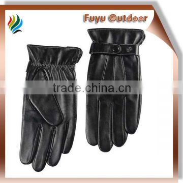 High-end hebei short black driving goatskin plain style lined Mens leather gloves australia