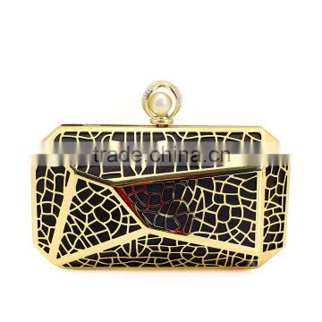 2016 new design special fashion metal hardcase hollow party clutch bag