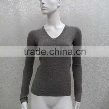 Ladies' basic V neck sweater