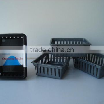 3PK multi-use rect.basket plastic / plastic organizing bin set TG82434A-3PK