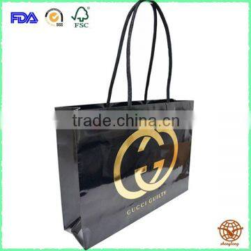 Glossy Laminated Black paper gift bag, Eco-friendly craft paper Bag