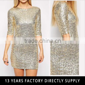 A SOS Mid Sleeve All Over Sequin New Fashion Elegant Christmas Party Dress