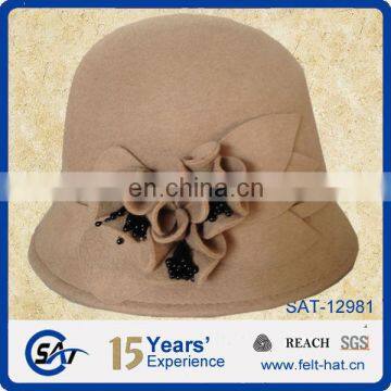 High quality in 100% woolen hat bow bucket hats bucket hat women's winter