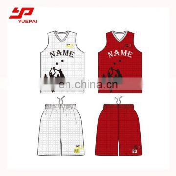 Wholesale sports clothing custom printed 100% Polyester quick dry white basketball jersey design