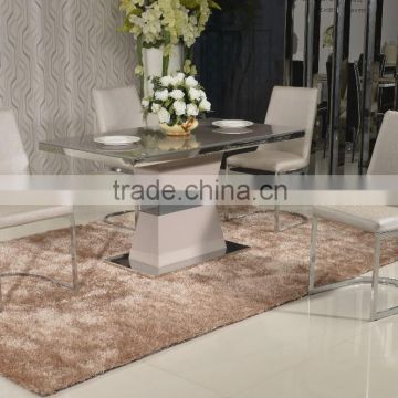 Hot sale Stainless steel finish High gloss color dining table with Tempered glass top PDT14904