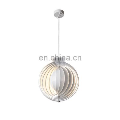 Modern Creative Designer Rotating Moon Metal Contemporary Pendant Lights Bedroom LED Chandelier Lamp