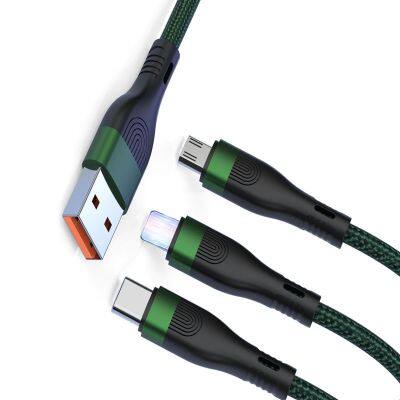 Fashion 6A Fast Charging 3-in-one data cable 66W super fast charge cable USB for Apple for Huawei for OPPO for Samsung