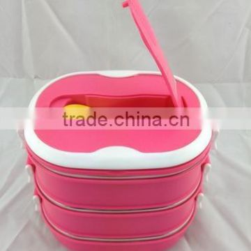 CCLB-S006-3 Hot Promotion heated Lunch Box with spoon with compartments (Accept OEM)