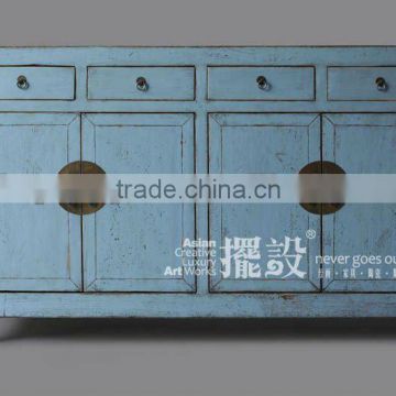 Chinese antique living room blue sideboard cabinet