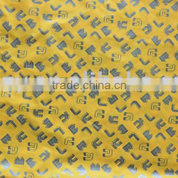 Yellow Pongee Fabric with gold printing