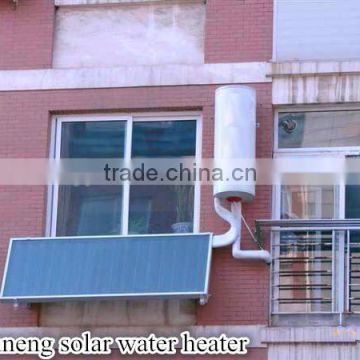 Flat panel split pressurized solar water heater for home use