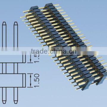 Pitch: 1.27 mm Pin Header Connector Straight Double Row Double Body H=1.5