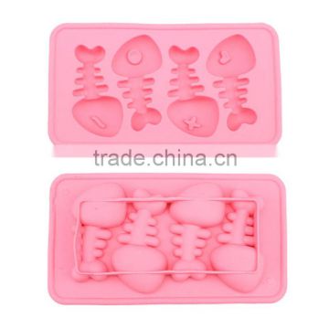 Summer Cheap Silicone Fish Bone Shaped Freeze Maker Ice Cube Trays Mold MTY3