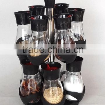 TW992 12pcs glass spice jar set with plastic stand