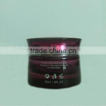 30ml-50ml purple cosmetic jar glass with shiny silver cap