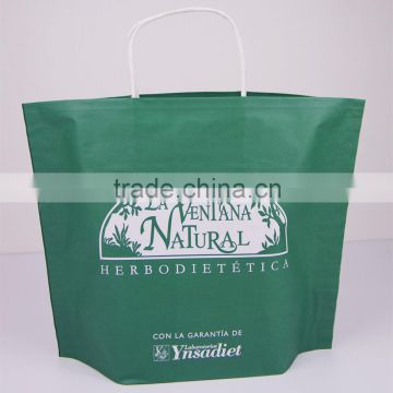 Promotional stand up printed new design kraft paper bags with twisted patch handle