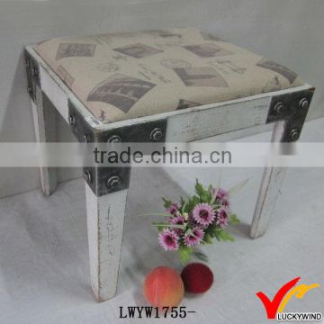 shabby chic low wooden stool with cushion top design